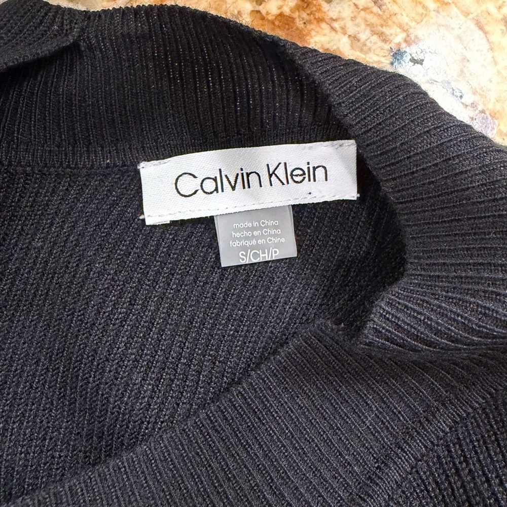 Calvin Klein Mixed Media Black and Gray Long Sleeve Dress - Picture 4 of 4